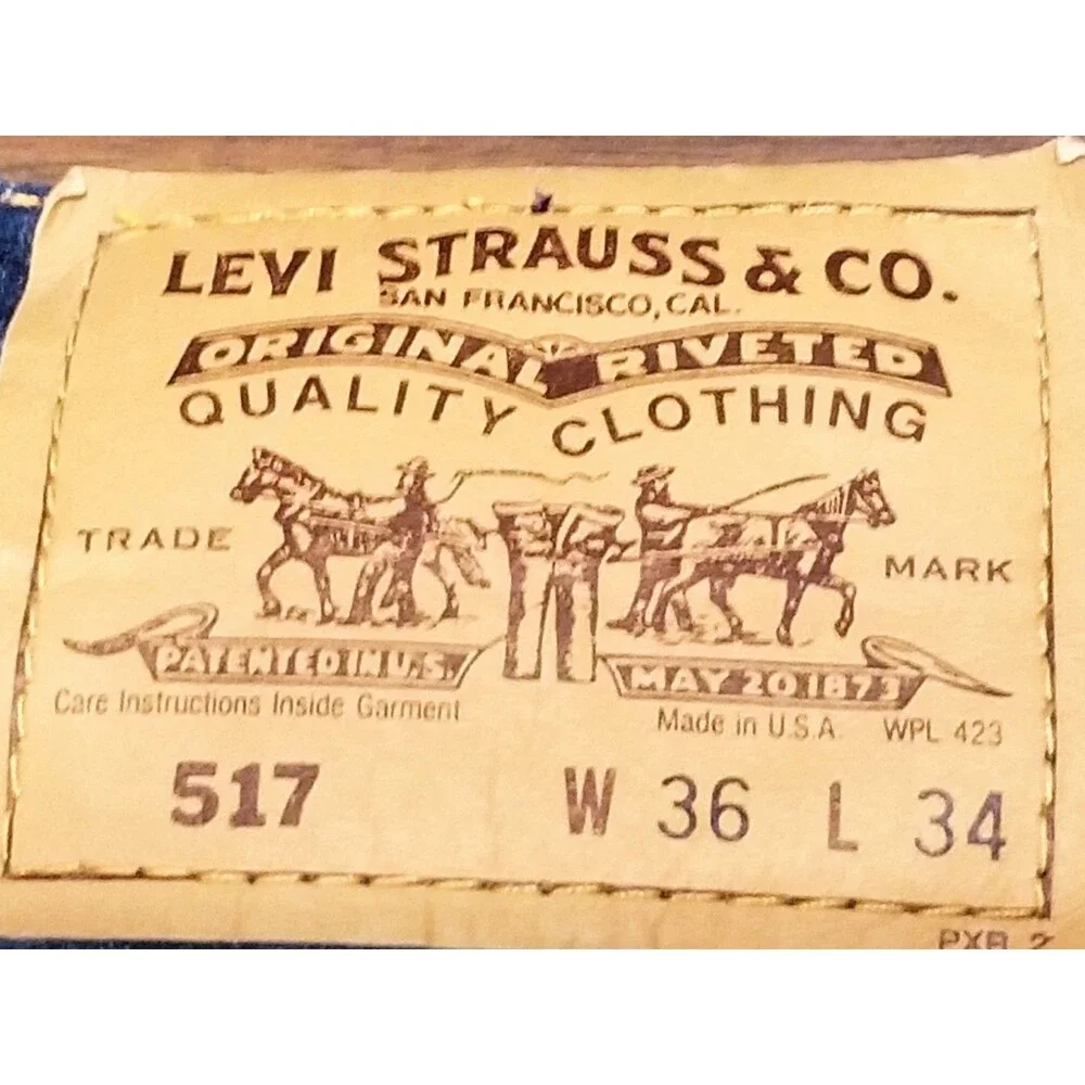 Levi's 517 Jeans Men Size 36x34 Orange Tab Vintage Denim 1993 USA Made (35x34.5)